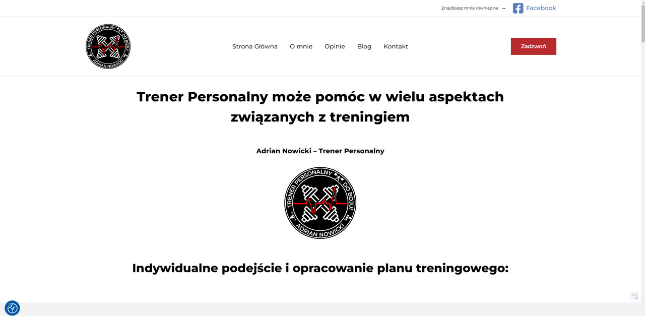 Strona dla klienta - Trener Personalny Adrian Nowicki