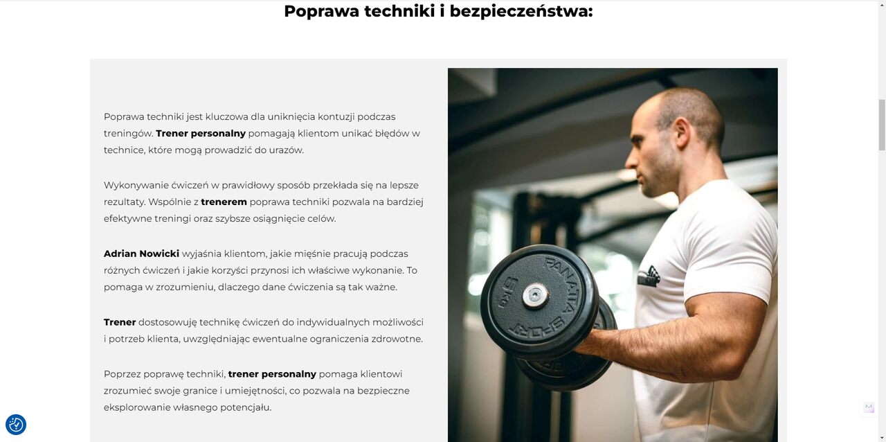 Strona dla klienta - Trener Personalny Adrian Nowicki